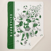 緑のグレーの女の子スポーツサッカーボール シェルパブランケット (正面)