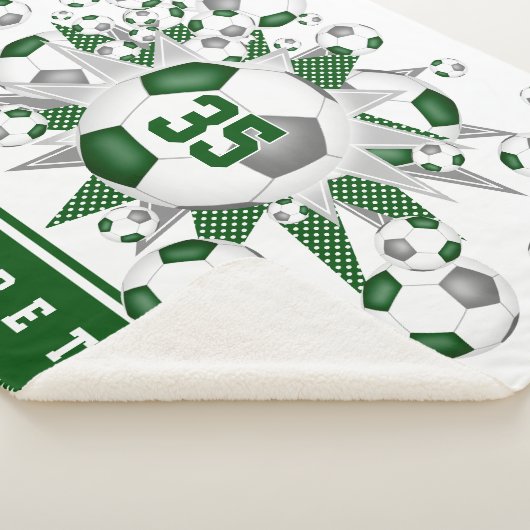 緑のグレーの女の子スポーツサッカーボール シェルパブランケット (3/4)