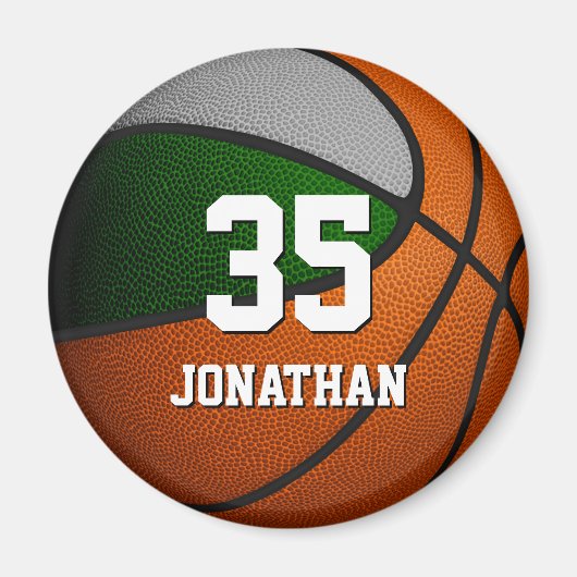 緑のグレースポーツチームカラー10代のバスケットボール マグネット (正面)