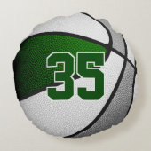 緑のグレーチームカラーバスケットボールルームの装飾 ラウンドクッション (裏面)