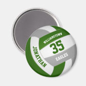 緑のグレーチームカラー男の子の女の子バレーボール マグネット (正面/裏面)