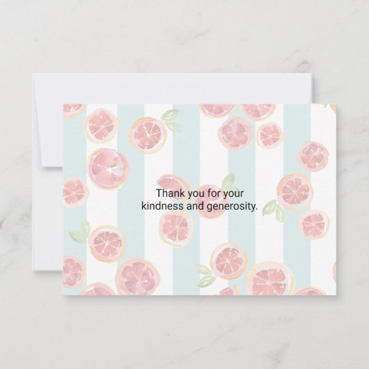 緑のグレープフルーツのパタストライプーンありがとう サンキューカード (裏面)