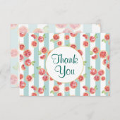 緑のグレープフルーツのパタストライプーンありがとう サンキューカード (正面/裏面)