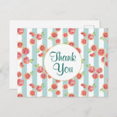 緑のグレープフルーツのパタストライプーンありがとう ポストカード (正面/裏面)