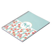 緑のグレープフルーツのパターストライプン ノートブック (左側)