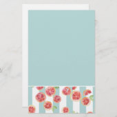 緑のグレープフルーツのパターストライプン 便箋 (正面/裏面)