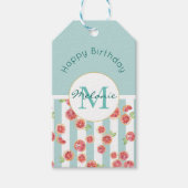 緑のグレープフルーツのパターンストライプ誕生日 ギフトタグ (正面)