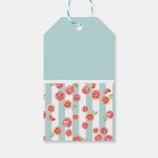 緑のグレープフルーツのパターンストライプ誕生日 ギフトタグ (裏面)