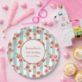 緑のグレープフルーツのパターンストライプ誕生日 ペーパープレート (パーティー)