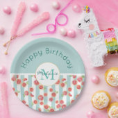 緑のグレープフルーツのパターンストライプ誕生日 ペーパープレート (パーティー)