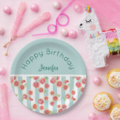 緑のグレープフルーツのパターンストライプ誕生日 ペーパープレート (パーティー)