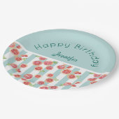 緑のグレープフルーツのパターンストライプ誕生日 ペーパープレート (アングル)