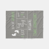 緑のグレー男の赤ちゃん名誕生の日付と統計 フリースブランケット (正面(横))