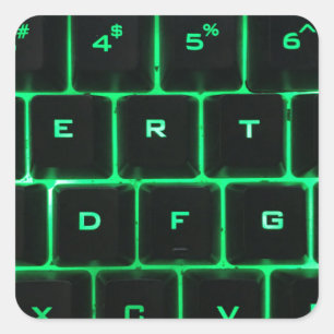 緑のグローQWERTYコンピュータのキーボード鍵 スクエアシール