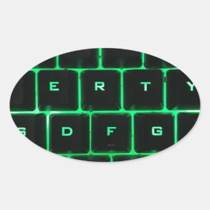 緑のグローQWERTYコンピュータのキーボード鍵 楕円形シール