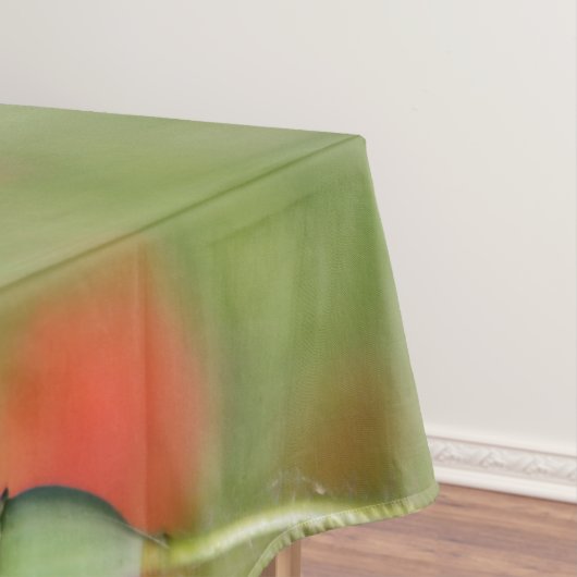 緑のケシの鮮やかで赤いケシは守備につきます テーブルクロス (インサイチュ)