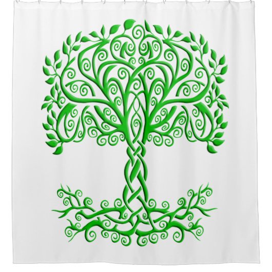 緑のケルトの木 シャワーカーテン (正面)