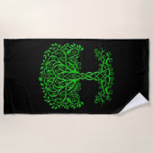 緑のケルトの木 ビーチタオル (正面)