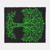 緑のケルトの木 フリースブランケット (正面(横))