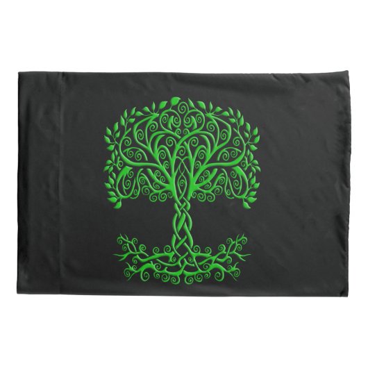 緑のケルトの木 枕カバー (裏面)