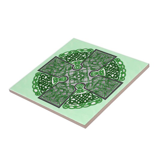 緑のケルト十字の円形浮彫り タイル (側面)