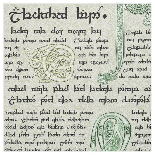 緑のケルト族のサンプラー ファブリック (見本)