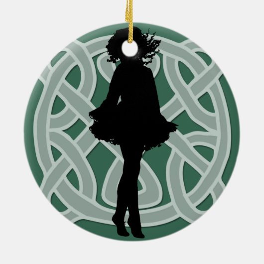 緑のケルト族のダンサーのオーナメント セラミックオーナメント (裏面)