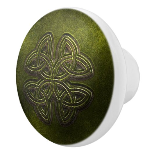 緑のケルト族のドアまたは引出しのノブ セラミックノブ (右)
