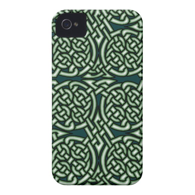 緑のケルト族の結び糸細工の芸術 Case-Mate iPhoneケース (裏面)