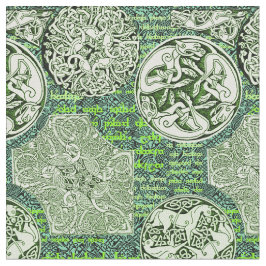 緑のケルト族犬そして馬 ファブリック