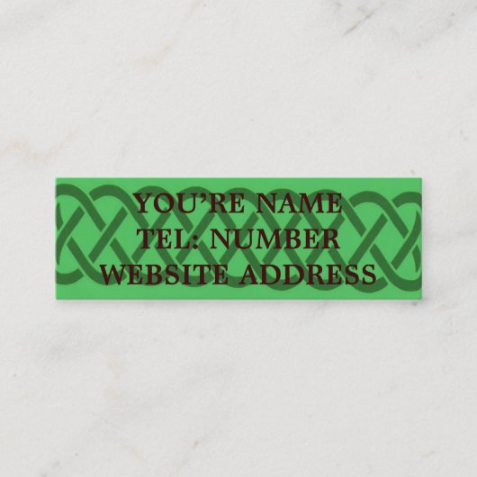 緑のケルト結び目模様が緑に点灯 スキニー名刺 (正面)
