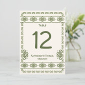 緑のケルト結び目模様の大きなテーブル番号 招待状 (スタンド正面)