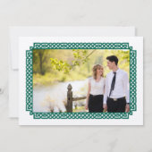 緑のケルト結び目模様クロダガウェディング日付を保存 セーブザデート (裏面)