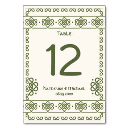 緑のケルト結び目模様結婚のテーブル番号 テーブルナンバー