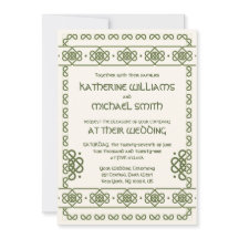 緑のケルト結び目模様結婚式招待状