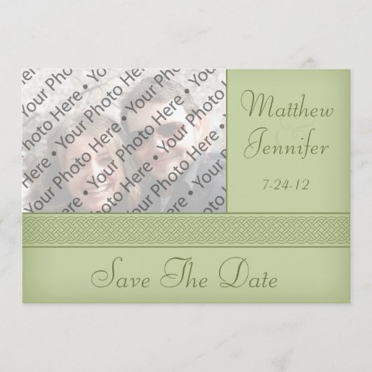 緑のケルト風写真 保存日発表 セーブザデート (正面)