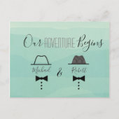 緑のゲイ結婚式の日付を保存 案内ポストカード (正面)