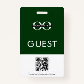 緑のゲストバッジカスタムュロゴとQRコード バッジ (裏面)