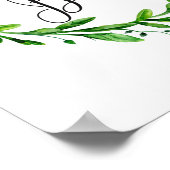 緑のゲストブックサイン。水彩緑結婚色 ポスター (角)