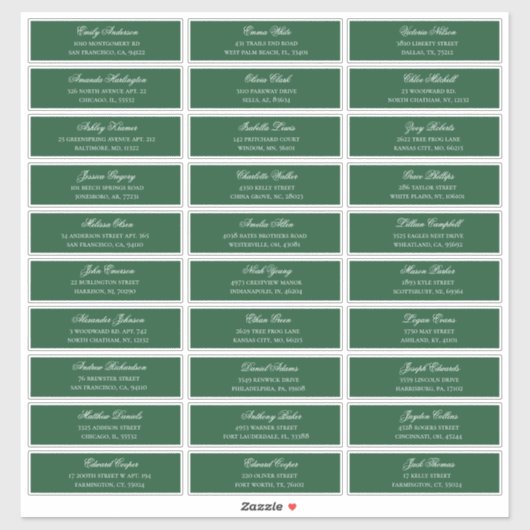 緑のゲスト名のアドレス。出荷結婚ラベル シール (シート)