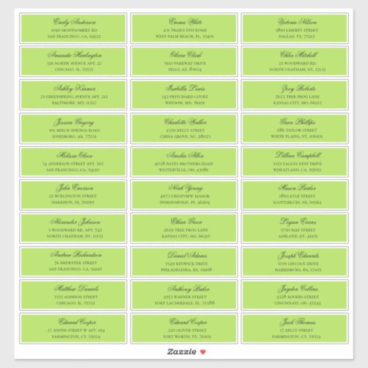 緑のゲスト名のアドレス。出荷結婚ラベル シール (シート)