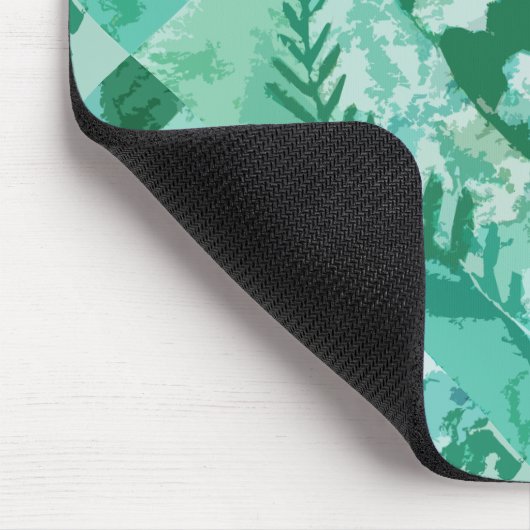 緑のゲルのプレートのプリントの花の葉 マウスパッド (コーナー)