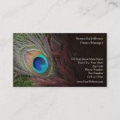 緑のコケが付いている豊富な孔雀の羽 名刺 (裏面)