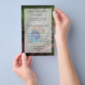 緑のコケと豊かな孔雀の羽 チラシ (ハンドル)