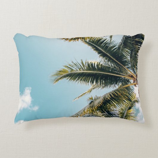 緑のココナツの木 アクセントクッション (正面)