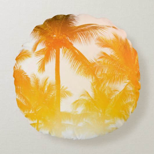 緑のココナツの木 ラウンドクッション (正面)