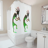 緑のココペリ模様 シャワーカーテン (インサイチュ)