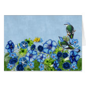 緑のコチョアの鳥と朝顔の庭 (正面横)