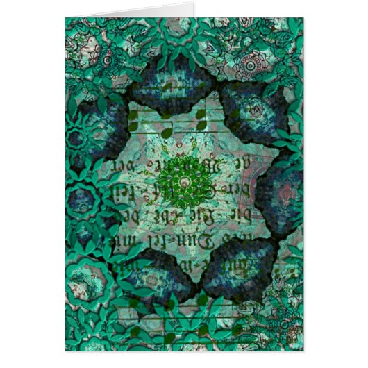 緑のコラージュ、すべての行事空白のグリーティングカード (正面)