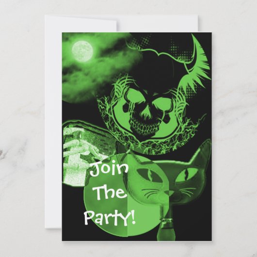 緑のコラーハローウィンパーティ招待状 招待状 (正面)